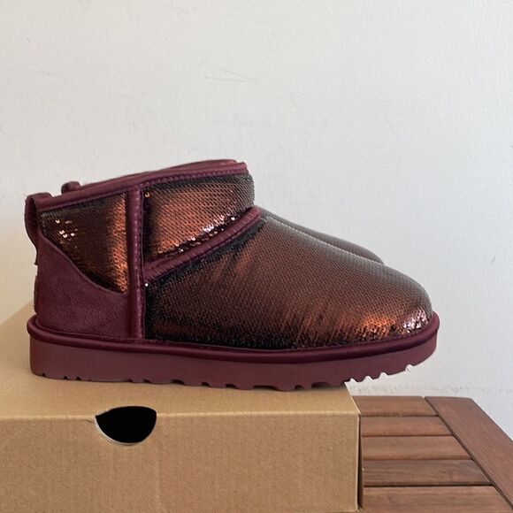 UGG Classic Ultra Mini Mirror Ball Sequins Boots Wild Grape US Women 6/UK4/EU37 - Picture 10 of 15